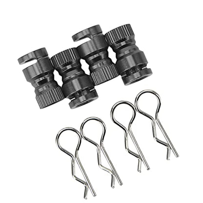 HighStrength Magnetic Metal RC Body Shell Mount Column Hole Locator for PC PVC Shell RC Car - 4Pcs Sturdy Aluminum Alloy with Durability-Optimized 耐用性优化 - Black (Black)