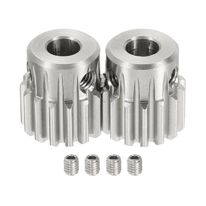 uxcell 2Pcs 1 Mod 15T Spur Gear 6.35mm Bore, 304 Stainless Steel Pinion Gear, 20°Pressure Angle, for Spur Rack and RC Model Car or Motor DIY(14mm) - size: 1 Mod 15T, 6.35mm x 14mm