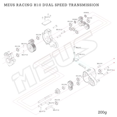 MEUS RACING Dual Speed Transmission Overdrive Gearbox for Vanquish Optic H10 1/10 RC Crawler (Silver) - color: Silver