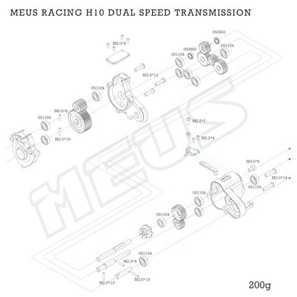 MEUS RACING Dual Speed Transmission Overdrive Gearbox for Vanquish Optic H10 1/10 RC Crawler (Silver) - color: Silver