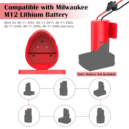 2 Packs 12V Adapter for Power Wheel Adapter Compatible with Milwaukee M12 Battery, Power Conversion Kit for Power Tool, DIY RC Toy Car, Battery Connector with Switch, Fuse, 12AWG Wire, Wire Terminal - size: 2 Packs
