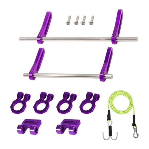 AMK Adjustable 1/10 Scale Bumper Mount Front Rear, Metal Bumper Kit with Modular Fairlead D-Ring Tow Strap for RC Crawler Axial SCX10 Element Enduro Gen7 Gen8 TRX6 TRX4 Upgrades (Purple) - color: Purple