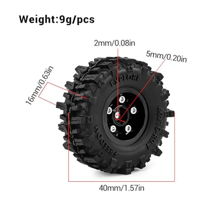 0.7" Aluminum Beadlock Wheels and Tires Set for 1/30 Axial SCX30 RC Crawler – Upgrade Parts (Black-296) - color: Black-296
