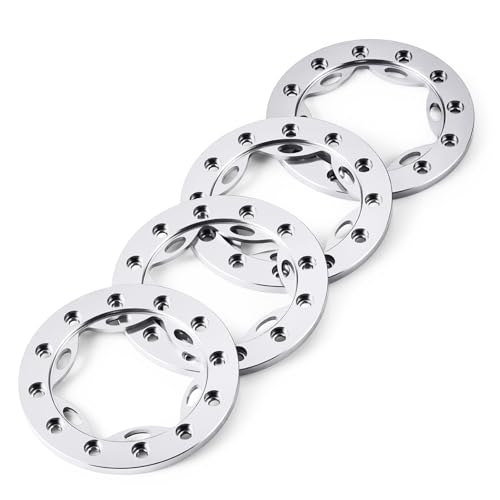 4PCS/1Set Aluminum 1.55" RC Beadlock Ring for AXIAL UTB18 D90 TF2 CC01 AX90069 MST JIMNY 1/10 RC Crawler Truck Car Wheels (Silver) - color: Silver