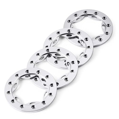 4PCS/1Set Aluminum 1.55" RC Beadlock Ring for AXIAL UTB18 D90 TF2 CC01 AX90069 MST JIMNY 1/10 RC Crawler Truck Car Wheels (Silver) - color: Silver