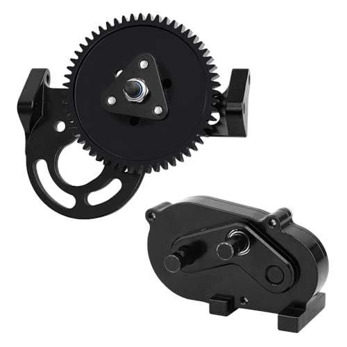 LCG Metal Prefixal Gearbox Set with 30% Overdrive Gear Front Motor Transmission Transfer Case for Axial 1/10 RC Crawler SCX10 I II 90046 Capra TRX4 Upgrades (Black) - color: Black