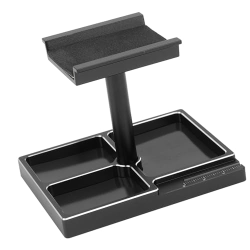 RC Car Working Stand with Magnetic Screw Trays for 1/18 1/24 RC Cars Aluminum Repair Workstation Kit (Black) - color: Black