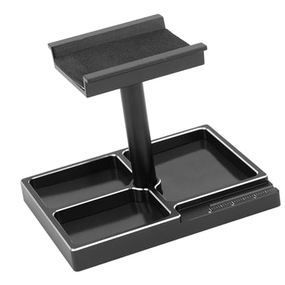 RC Car Working Stand with Magnetic Screw Trays for 1/18 1/24 RC Cars Aluminum Repair Workstation Kit (Black) - color: Black