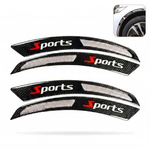 4 PCS Car Wheel Eyebrow Strips, Carbon Fiber Sports Style Fender Flare Protector, Reflective Anti-Collision Fender Edge Trim Stickers, Universal for Most Cars SUVs Trucks (White) - color: White