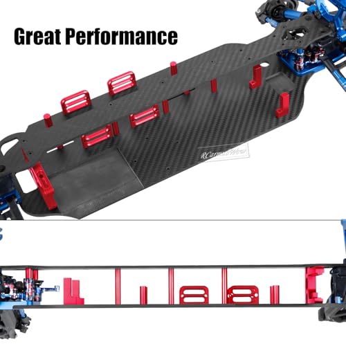 Carbon Fiber Chassis Upgrades Part for 1/10 F0rd F15O Rapt0r R 101076-4,RC Chassis Protect Armor Skid Plate Guard,Red - color: Red(1set)