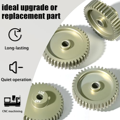 4Pcs 48P Aluminum Alloy Pinion Gear Set 3.175mm 38T 39T 40T 41T Motor Pinion Gear W M4 Screw and Hex Key, Fit 3.175mm (1/8-Inch) Shaft, for Arrma HPI Kyosho Losi Axial Traxxas Tamiya 1/10 RC Car - size: 48P-P-3.175mm-38-41T
