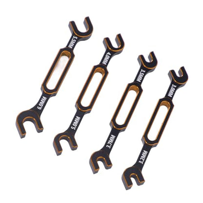 Drfeify 4PCS RC Car Wrench Repair Tool, 3.0/3.2/3.5/3.7/4.0/5.0/5.5/6.0mm RC Turnbuckle Nut Ball Joint Remover Universal Upgrade Parts (Gold) - color: Gold