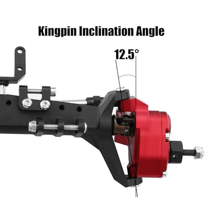 1/10 RC Crawler All Metal Front and Rear Portal Axle for Axial Capra 1.9 UTB Buggy F9 CNC Machined 7075 Aluminum Integrated (Red) - color: Red