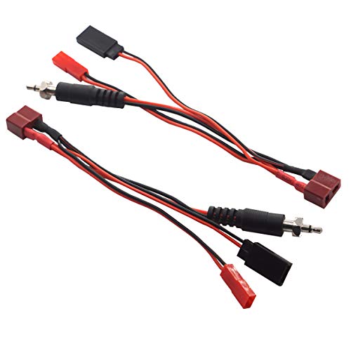 2Pack ShareGoo 3 in 1 Style T Plug Female Plug to JR Female Connector JST Female Igniter Adapter Charger Cable for 1/8 1/10 RC Glow igniter Ignition Battery Receiver Charging