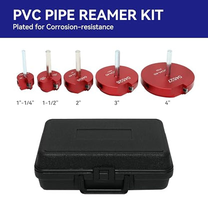HFS(R) 5Pcs PVC Pipe Reamer Tool, 1-1/4",1-1/2",2",3",4" - Fits 1/2" Drill, PVC Fitting Saver & Plastic Pipe Fitsting Reamer Socket Saver Plumbing Tool for Schedule 40 Plastic Pipes - size: 1-1/4",1-1/2",2",3",4"