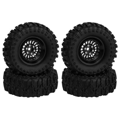 CNC 1.3" Beadlock Wheel Tires Set-Swamp Claw Mud Terrain Tires and Aluminum Wheel for SCX24 1/24 TRX4M Ascent18 1/18 RC Crawler (Black) - color: Black