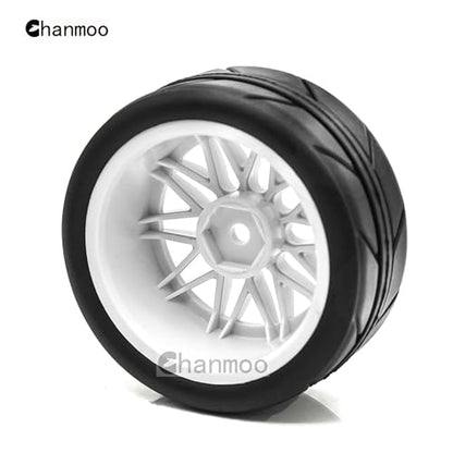 1/10 RC On Road Tires And Plastic Rally Wheels 12mm Hex Drift Tyres For 1:10 Scale Racing Touring Street Car Tamiya TT01 TT02 XV01 TA06 A959 144001 HPI KYOSHO HSP PTG2 Traxxas 4PCS (Black) - color: Black