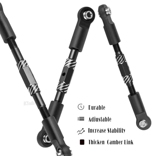 RC Aluminum Turnbuckles Camber Links Upgrades Part for 1/10 Slash/Rustler/Stampede/Hoss,1/8 Jato 4X4 4WD VXL,Turnbuckles Camber Links Hops Up,Black (#9027#9028#9029) - color: Black-(for 1/10）