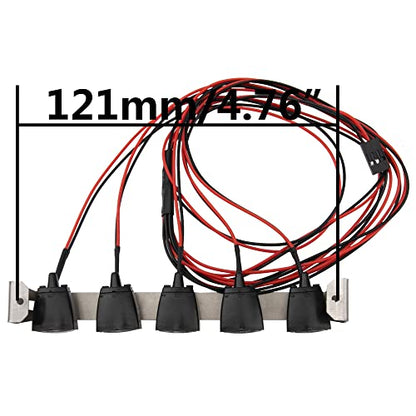 ShareGoo RC Car Roof Light Bar Kit Body Shell Roof Luggage Lights Compatible with Traxxas TRX-4 TRX4 Axial SCX10 RC4WD D90 HSP RGT 1/10 RC Crawler Car Truck (5Led Light) - style: 5Led Light