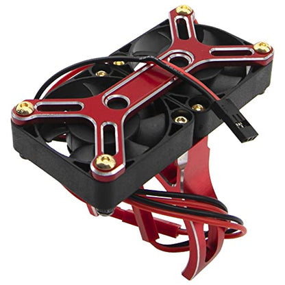 4985 1717 Brushless Motor Heat Sink Dual Cooling Fan Motor Heatsink Compatible with 1/5 Traxxas X-Maxx Arrma RC Car (Red) - color: Red