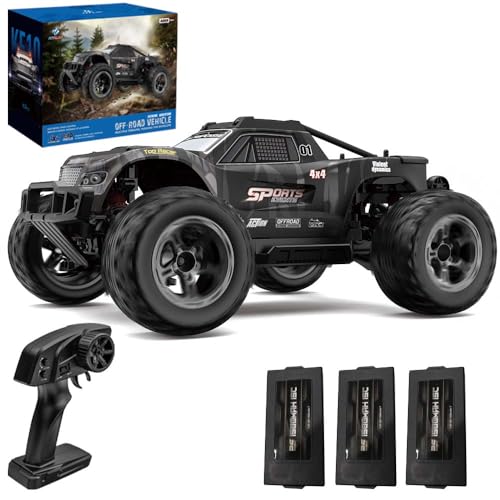 X-Verse KF10 1/10 RC Cars for Adults Fast 50KM/H, RC Trucks Offroad Waterproof with 3S Battery, 4WD High Speed All Terrain RC Truggy (3 Battery) - color: Kf10 Gray