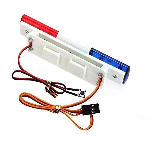 RC Car Alarming Light,WONFAST RC Model LED Police Night Light Bar Flash Lamp Compatible with 1/10 1/8 RC Model Car for HSP Tamiya CC01 Axial SCX10(Blue/Red) - color: Blue/Red