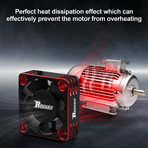 Motor Cooling Fan 30mm RC Model Heatsink 28000RPM ESC Cooling Fan for RC Car 1/8 1/10 1/12 Scale 540 550 Brushless Motor (Black+Red) - color: Black Red