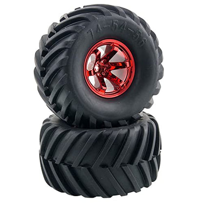 4PCS 1:10 Wheel and Tire Set for 1/10 RC Monster Truck HIMOTO HSP HPI Tamiya Kyosho - color: Black, Red