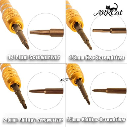 RC Screw Driver Set Tool Kit for 1/30 SCX30,1.5mm/2.0mm Phillips Screwdriver & 1.3mm Hex & T4 Plum & 6Pcs m2 Nut RC Car Repair Screwdrivers Set,for 1/30 SCX30 RC Crawler Truck Buggy,Gold - color: Gold - (Screw Driver Set)