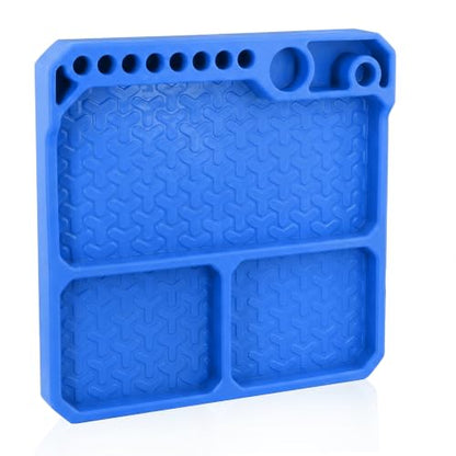OGRC Silicone Tool Tray, Parts Organizer RC Screw Storage Plate Holder Mat | 160×160mm, with Detachable Magnetic Mats, Blue - color: Blue