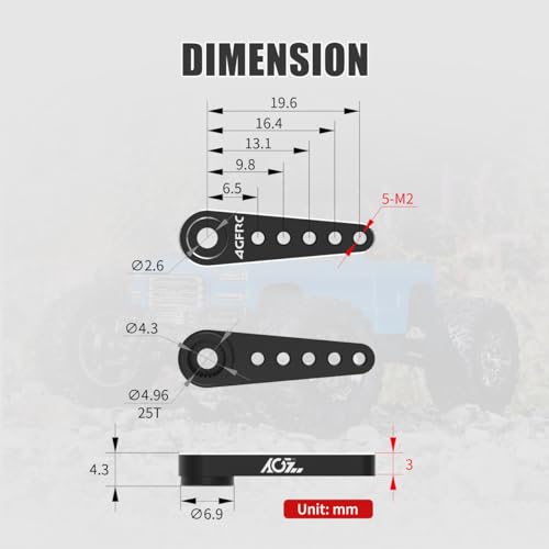 AGFRC 25T Extra Thick CNC Servo Horn for Micro RC (HPS06B) | Extra Thick Design for Higher Durability, Ideal for SCX24 1/24 Crawler, Fits AGFRC A20/A24/A27/B13 Series