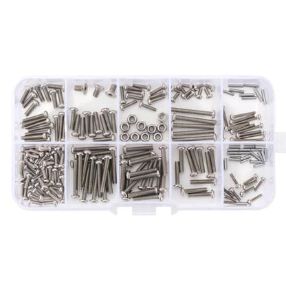 Grade 12.9 Stainless Steel Hex Screws and Nuts Hardware Kit Compatible with 1/18 Scale RC Crawler Models and Similar Vehicles
