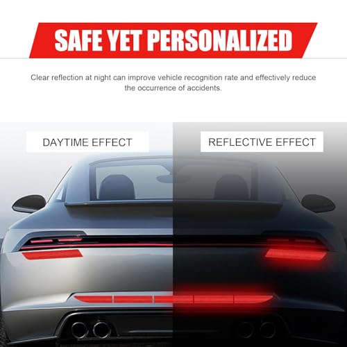 7PCS Car Reflective Stickers, Auto Bumper Reflective Stickers Set, Cars Trunk Strong Reflective Strip Decal, High Intensity Night Safety Warning Decal, Universal Waterproof Bumper Sticker