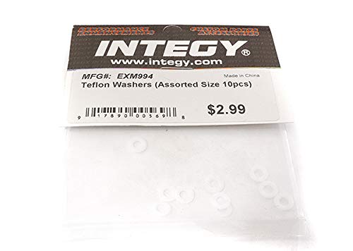 Integy Assorted Sizes Telfon Washers Set, 10 Pieces - Durable White Shims
