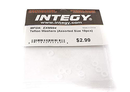 Integy Assorted Sizes Telfon Washers Set, 10 Pieces - Durable White Shims