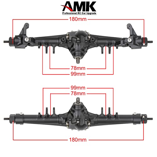 Aluminum Front & Rear Axles CNC Complete Axle Set for 1/10 RC Crawler Car Axial SCX10 II RGT 86100 Redcat GEN8 Element Enduro CC01 (Black Front Rear Axle) - color: Black Front Rear Axle