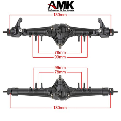Aluminum Front & Rear Axles CNC Complete Axle Set for 1/10 RC Crawler Car Axial SCX10 II RGT 86100 Redcat GEN8 Element Enduro CC01 (Black Front Rear Axle) - color: Black Front Rear Axle