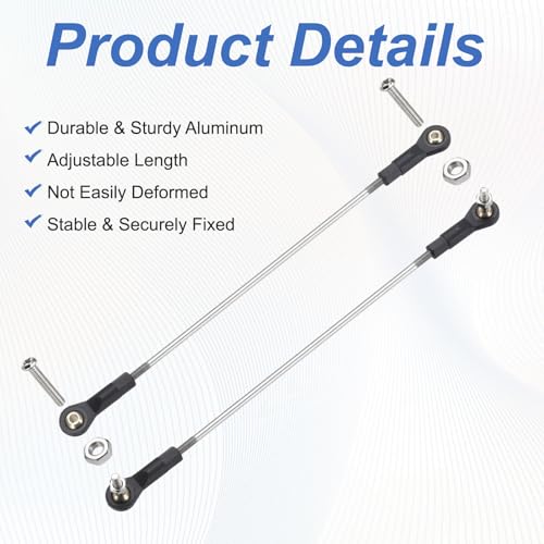 MECCANIXITY 2Pcs Adjustable Turnbuckles Camber Link, 164-174mm Turnbuckle Rod Steering Servo Linkage with M3 Ball Head Rod Ends for RC Car Replace Parts - size: 164-174mm