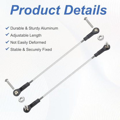 MECCANIXITY 4Pcs Adjustable Turnbuckles Camber Link, 164-174mm Turnbuckle Rod Steering Servo Linkage with M3 Ball Head Rod Ends for RC Car Replace Parts - size: 164-174mm