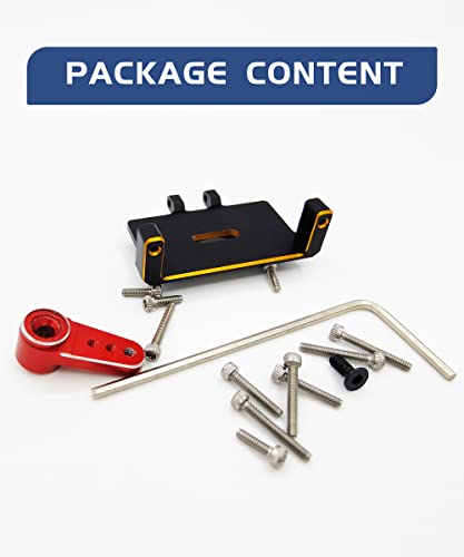 RC Servo Mount Bracket and Mini Servo Arm for 1/24 SCX24 Upgrade Red | Aluminum Servo Mount for ES08MA II Servo Upgrade Parts,Precision Fit,Wear Resistant,Easy To Install - color: Gold+red