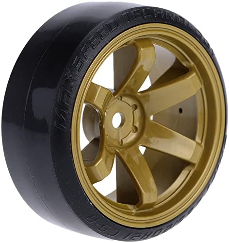 4Pcs 63mm RC Drift Car Tires Hard Tyres Plastic Wheel Rims for 1/10 On-Road Drifting Car for HSP Tamiya HPI Kyosho Spare Parts(Gold) - color: Gold