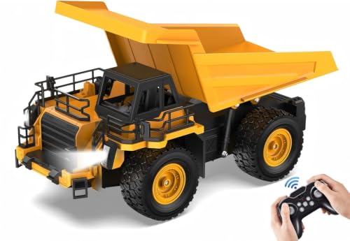 9-Channel RC Dump Truck Toy | 1:18 Scale Construction Vehicle with Working Bed, Lights & Sounds, All-Terrain Tires, 100-Min Rechargeable Battery, 2026 New STEM Birthday Gift for Kids 6-12 & Adults - style: Dump Truck[2026 Upgrade]
