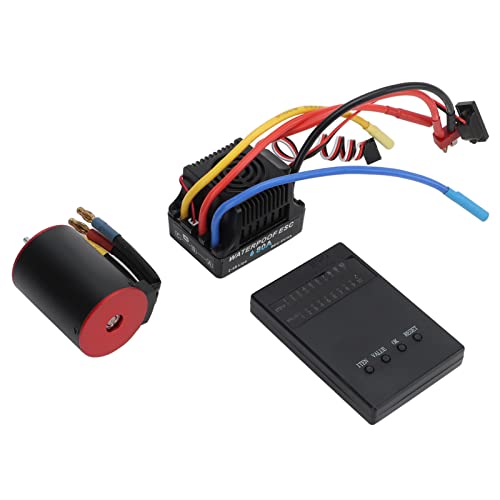 3650 3900KV Brushless Motor with 80A ESC Set, Waterproof Brushless Motor and ESC Combo, High Performance CNC Aluminum Alloy Cooling System for 1/10 1/8 RC Car Truck Off Road Vehicl