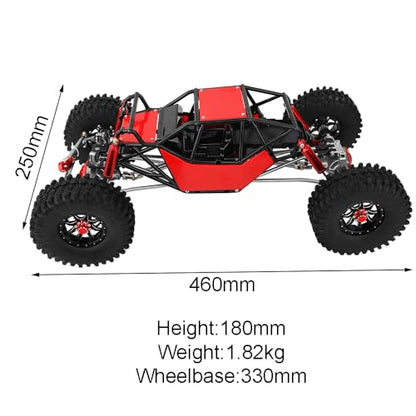 Metal DIY 330mm Wheelbase Rock Buggy Frame Chassis Crawler with SCX10 Straight Axles Nylon Tube Roll Cage for 1/10 RC Crawler Axial SCX10 Upgrades (red) - color: Red