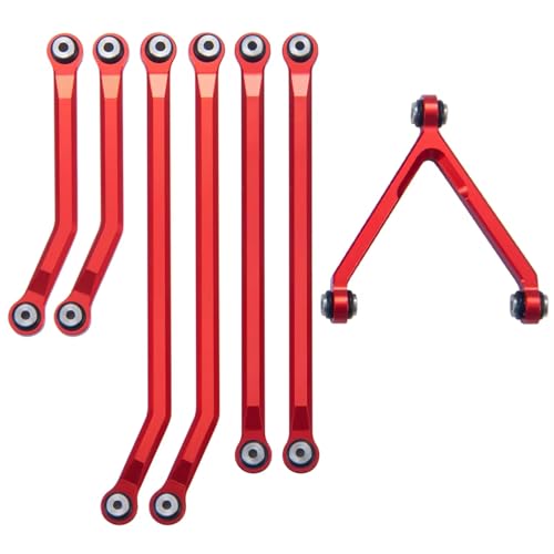 RC Car Toys For Axial For SCX24 90081 For Deadbolt AX00004 1/24 Aluminum High Clearance Chassis Links Set RC Crawler Car Truck Model Parts(Red) - color: Red