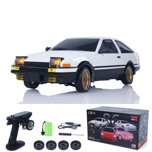 1/18 LDRC LD1801 RC Drift Car Rwd Racing Vehicles Flip Light Gyroscope Motor Servo ESC Light System - color: White