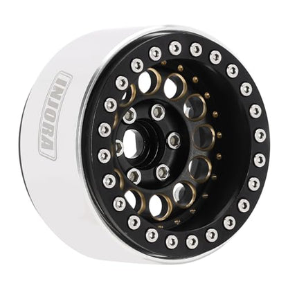 INJORA 1.9" 150g Brass & Aluminum -10mm Offset Wheels for 1/10 RC (Black) - color: Black