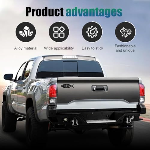 2 PCS Jesus Fish Decal, 3D Christian Car Sticker Emblem, Metallic Religious God for Jesus Christian Fish Symbol, Universal for Car Truck Fridge Wall Window Badge (Black) - color: Black