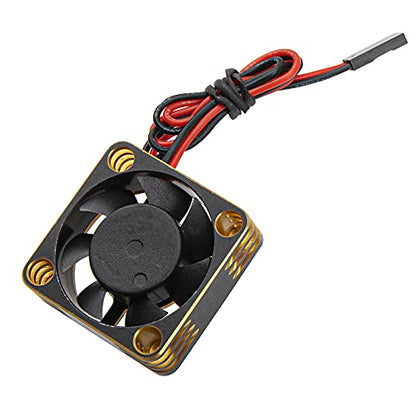 ShareGoo Alloy Brushless Motor ESC Cooling Fan Heatsink 28000RPM 30x30mm JST Plug for 1/8 1/10 1/12 RC Car 540 550 Brushless Motor,3010 (Black-Gold) - color: Black-Gold