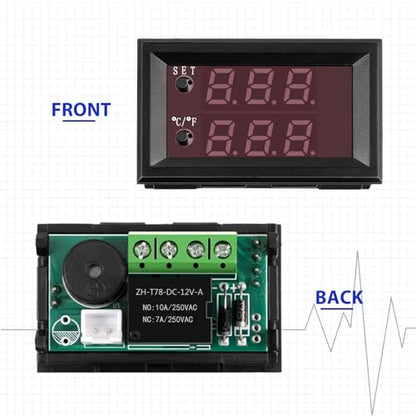 Weewooday 2 Pcs 12v Electronic Temperature Controller Programmable -50 to 110°C Heating/Cooling Thermostat Control Switch Module Ntc Waterproof Sensor Probe Dual Color LED Display Monitor